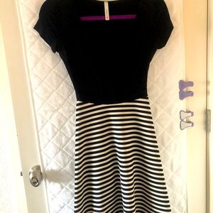 Black and white striped dress